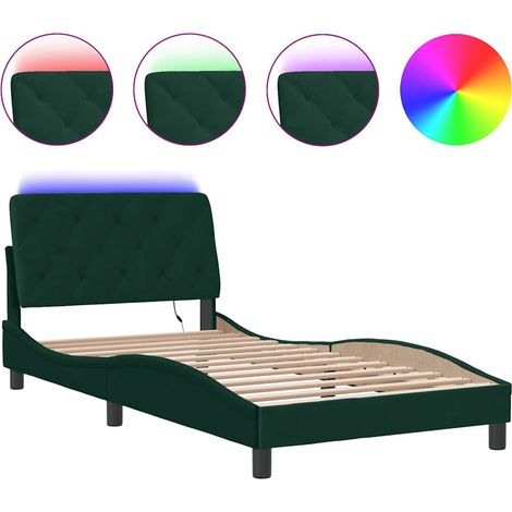 Lit adulte - lit contemporain - Cadre de lit avec LED vert foncé 100x200cm velours fr4301 - Maison La Vie (1/5)