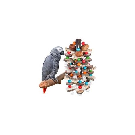 Großes Papageienspielzeug, Vogelkauspielzeug – Natürliche Nüsse, Mais, Luffa, Holzkäfigspielzeug für Graupapageien, Aras, Sittiche, Kakadus, Nymphensittiche, Amazonenpapageien und andere mittelgroße u