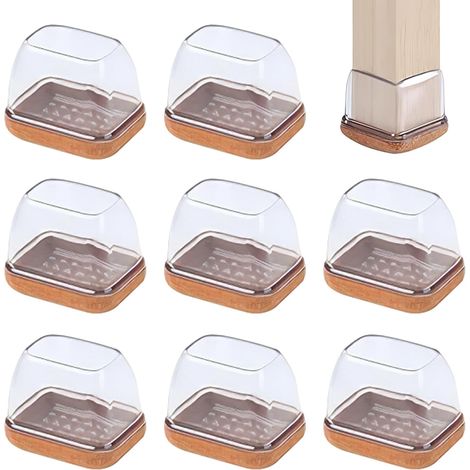 Protezioni per gambe di sedie in silicone antigraffio e antirumore - 8 pezzi trasparenti 3,2x2,2 cm, antigraffio, antirumore, perfette per pavimenti in legno duro