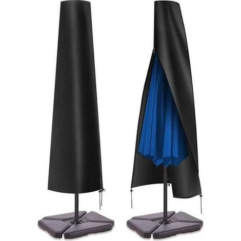 Housse de Parasol avec Fermeture, Housse de Protection pour Parasol de Jardin, Anti-UV, Anti-Vent,Étanche, Tissu Oxford 600D Parasol Couverture de Parasol Postuler à Ø 1.8-3.4m(Black) (1/5)