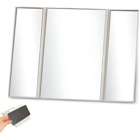 Miroir Coiffeuse 3 Faces, Pliables, Portable, Support Téléphone (1/5)