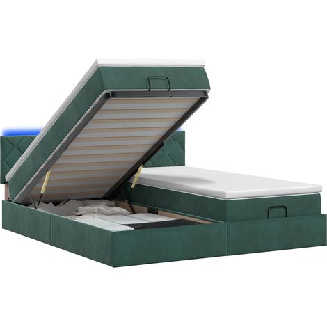 Cama tipo otomana con colchón y LED Verde oscuro 200 x 200 cm vidaXL (1/5)