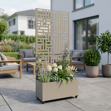 Tabique Bernalda con jardinera acero 190x82x38cm - Beige ajo (1/5)