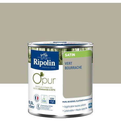 Peinture Couleur à base de résine biosourcée à 97% - Satin - 0,5L - Vert bourrache - Ripolin (1/5)