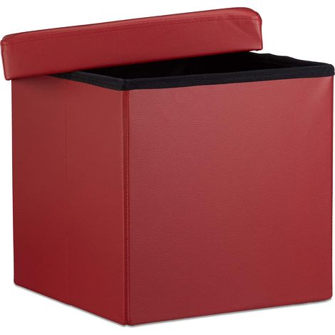 Sgabello ottomano panca pieghevole contenitore stabile sintetico 38 cm bordeaux 1300028062