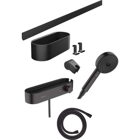 Hansgrohe WallStoris - Set doccetta 105, 3 getti, termostatico e accessori per bagno, nero opaco 24250670 (1/5)