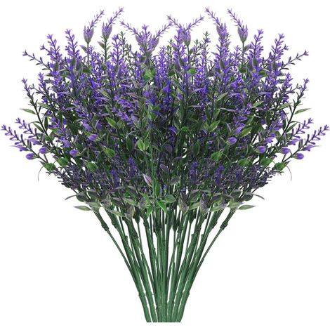 Bouquet de fleurs de lavande artificielle, décoration de fleurs artificielles violettes en plastique 8pcs, pour jardin, bricolage de mariage, bureau, décoration d'intérieur-Fei Yu (1/5)