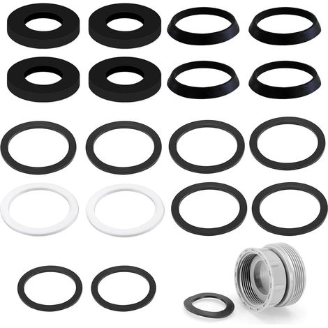 Joint d'étanchéité siphon 40mm 1 1/2", kit joints pour évier cuisine, joints plats et cunéiformes de remplacement pour tuyau évacuation (1/5)