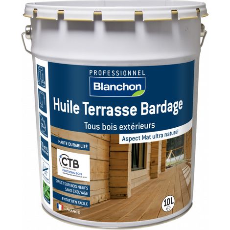 Blanchon – Huile pour bois naturel 10 L – Imprègne et protège tous les bois – Haute résistance aux UV – Application facile en 2 couches
