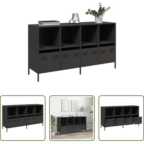 vidaXL Metallkommode -  Sideboard Schwarz 135x39x73,5 cm Kaltgewalzter Stahl (1/5)