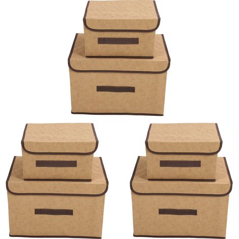 6-teiliges faltbares Aufbewahrungsset für Kleidung aus Vliesstoff mit Multifunktionsdeckel, Beige (1/5)
