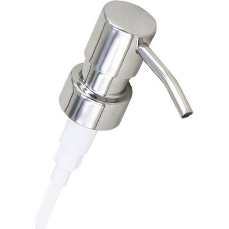 Bomba de repuesto de acero inoxidable pulido para dispensadores de jabón y loción. Se adapta a botellas con un diámetro de 2,5 cm.