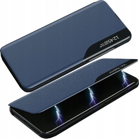 Funda elegante tipo libro de piel ecológica con función de soporte para Samsung Galaxy S22+ (S22 Plus) azul. (1/5)