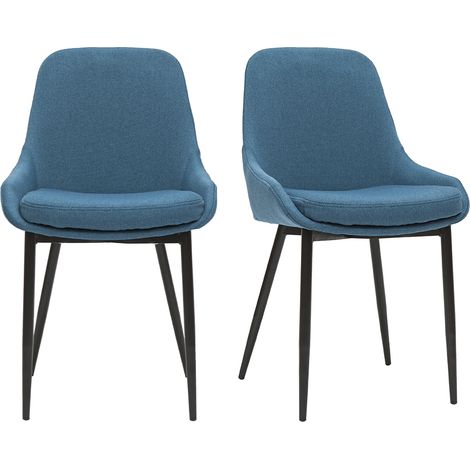Chaises design en tissu bleu canard et métal noir (lot de 2) HOLO (1/5)