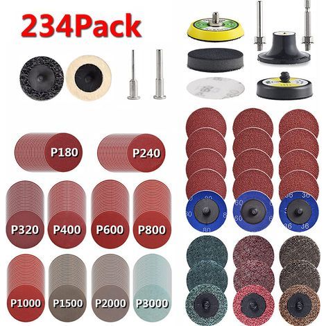 2-inch 50mm plush sandpaper sponge tray set of 234 pieces, back plush dry grinding water sandpaper electric (1/2)