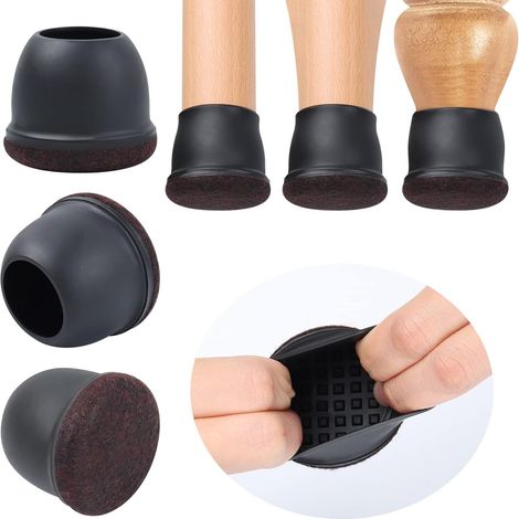 Chair Leg Protectors 36-56mm, Chair Leg Covers, 2 Inch Round Black Non-Woven Fabric Furniture Cups, Smooth Moving Chair Leg Protectors