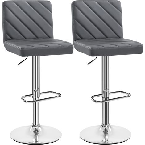Yaheetech Set 2 Sgabelli Bar Alti Cucina Moderni Design Altezza Regolabile in Similpelle con Schienale Poggiapiedi Girevole 360° da Penisola Grigio Scuro (1/5)