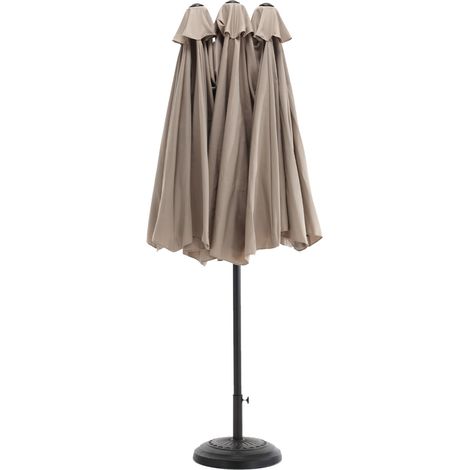 Parasol rectangulaire double face 4,5 m avec manivelle, couleur kaki, sans base (1/5)