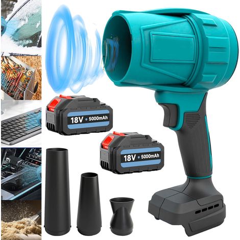 Akku-Laubbläser, tragbarer Handbläser mit 2 x 5500-mAh-Akkus, kompatibel mit Makita BL-Akkus, für Terrassenreinigung, Trocknung, Camping, Laubblasen, Auto, Schnee und Staub