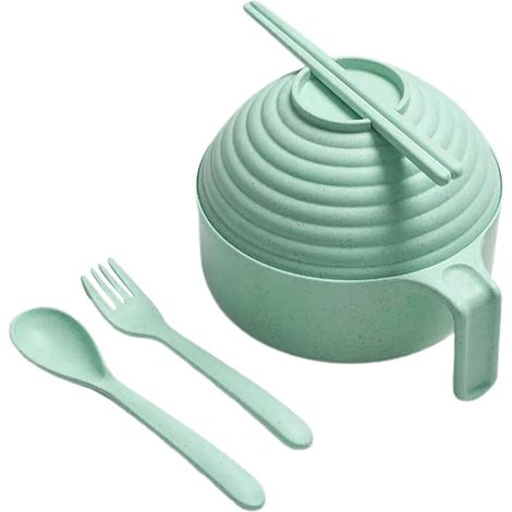 Ensemble de bols à pâtes multi-usages, contact alimentaire autorisé, résistants à la chaleur, avec couvercle et assiettes, idéal pour la cuisine des résidences étudiantes (1/5)