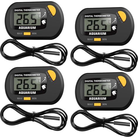 Thermomètre d'aquarium : mini thermomètre numérique LCD avec sonde étanche et ventouse, mini thermomètre numérique pour aquarium, reptiles marins, terrarium, surveillance de la température (1/5)