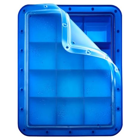 Stampo per ghiaccio, 12 cubetti grandi, silicone platinico, dimensioni cubetti 5x5x5 cm, blu / Lurch (1/4)