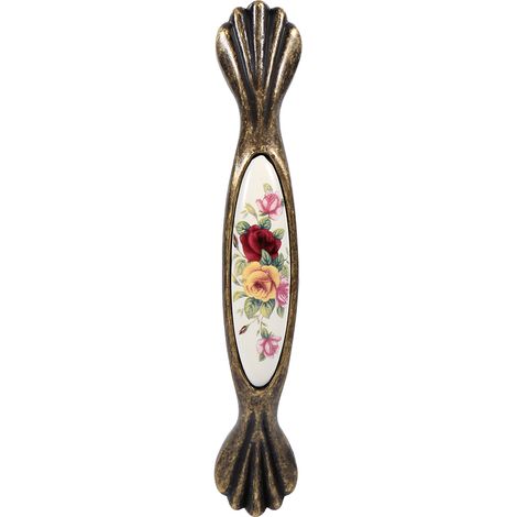 Poignée bouton tirette fleur céramique bronze pour porte meuble placard tiroir armoire bricolage 6