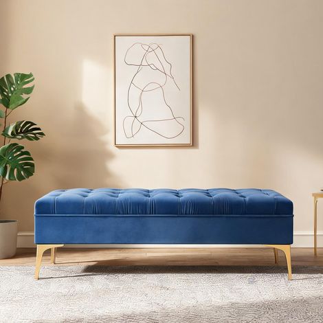 Table de chevet en bois velours mousse métal 118 x 45 x 42 cm (1/5)