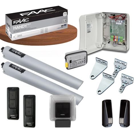 Faac – Kit de motorisation de portail battant 24V – Pour portails jusqu'à 2.3m et 200kg – Connectivité domotique Simply Connect