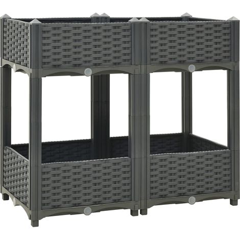 Fioriera rialzata per piante e fiori giardino 80 x 40 x 71 cm polipropilene grigio scuro 020000948