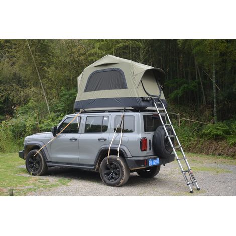 Tente de camping gonflable avec pompe manuelle – tente de toit gonflable, vert et noir, facile à monter, idéale pour voyages et plein air