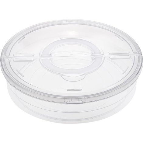 Boîte de rangement transparente en plastique pour gâteaux et pizzas, récipient de conservation rond de 30 cm avec couvercle et poignée, boîte de rangement portable pour cupcakes et desserts. (1/5)