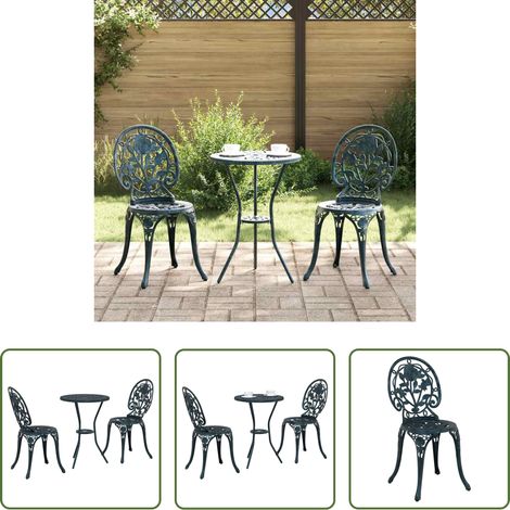 vidaXL Gartenmöbel - Garten Bistro Set 3 pcs Grün Aluminium (1/5)