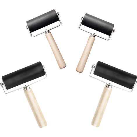 ouleaux Enceu de Peintue, ouleau dImpession 4PCS, Baye en Caoutchouc, ouleau dImpession dEnce, Utilisé pou Le Pocessus De Gavue, Impession De Caeaux De Linoléum (1/4)