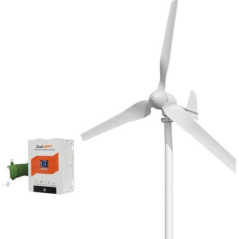 Aerogenerador, alta eficiencia, fácil instalación, controlador híbrido de 1 bit, 3000 W-h, 12 V-b (1/2)
