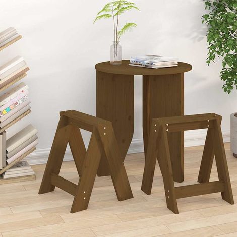 Lot de 2 Tabourets Moderne - Tabourets de bar Chaises de bar Marron miel 40x40x45 cm Bois massif de pin BV325038 - BonneVie (1/5)