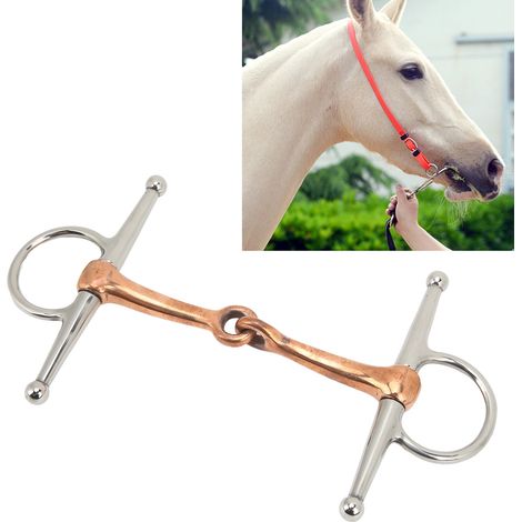 Mors à anneaux en acier inoxydable pour chevaux, 125 mm, idéal pour l'extérieur. (1/5)