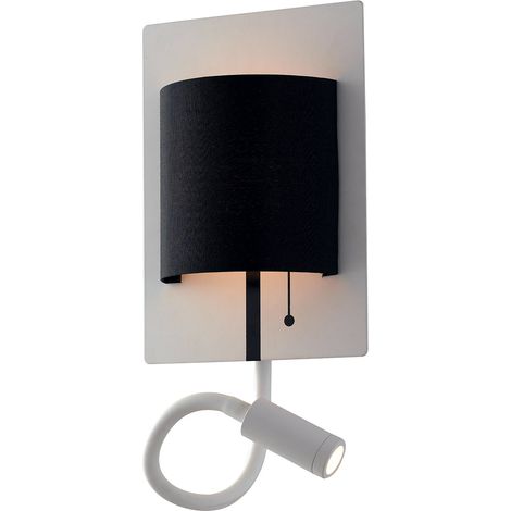 "Applique LED POP in metallo bianco con paralume nero e braccio flessibile" (1/3)