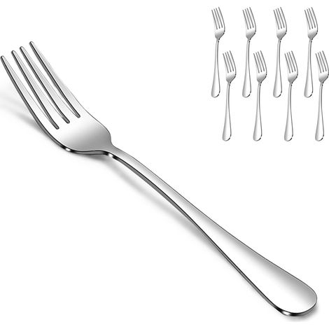 8-teiliges Salatbesteck aus Edelstahl, polierte Tischgabeln, langstieliges Besteck für Zuhause, Restaurant und Camping