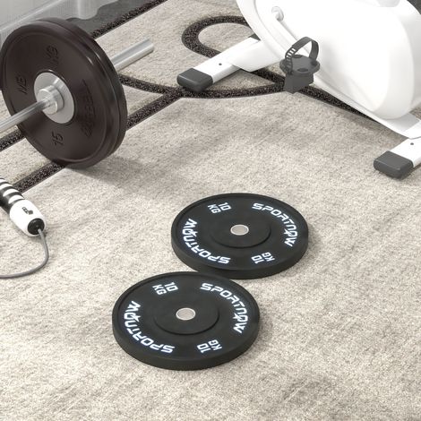 Lot de 2 disques de musculation de 10 kg pour haltères et barres, avec fixation de Ø5 cm, noirs