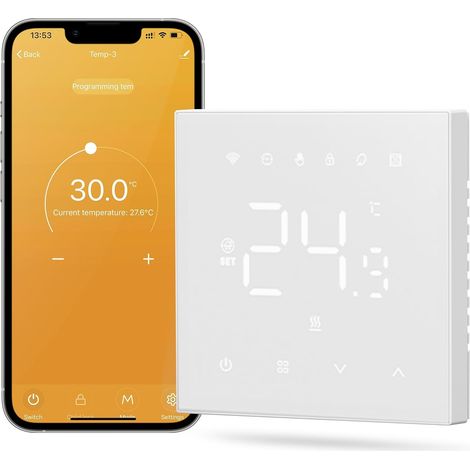 Thermostat de Chauffage Smart WiFi pour Chauffage au Sol à Eau Programmable Numérique Connecté Mural Compatible Alexa Google Home (1/5)