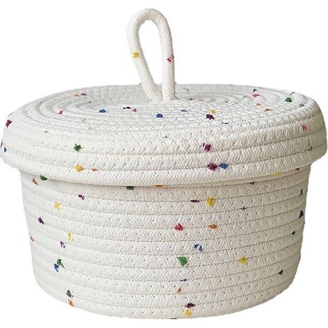 Mehrzweck-Aufbewahrungskorb, 100 % Baumwolle – 3 Größen (18 x 12 cm / 22 x 14 cm / 26 x 16 cm) – Weiß (1/5)