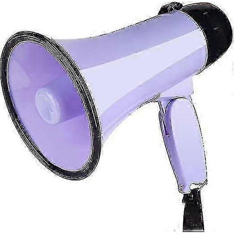 Mégaphone portable (violet) de 20 watts avec haut-parleur, modes voix et sirène/alarme, réglage du volume et dragonne. (1/5)