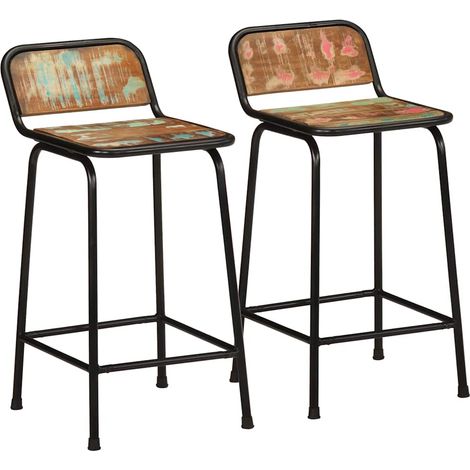 Barhocker 2 Stk. 46x35,5x80 cm Altholz Massivholz
