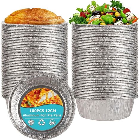 100 Plats à tarte, Aluminium 12cm, Résistant chaleur, Bord roulé, Four congélateur (1/5)