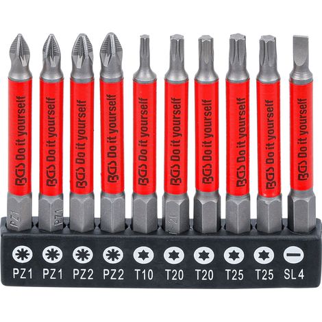 Bgs Technic – Jeu d'embouts antidérapants magnétiques 70 mm – 10 pièces pour visseuses – Acier chrome-vanadium – Profil hexagonal – 4831 (1/4)