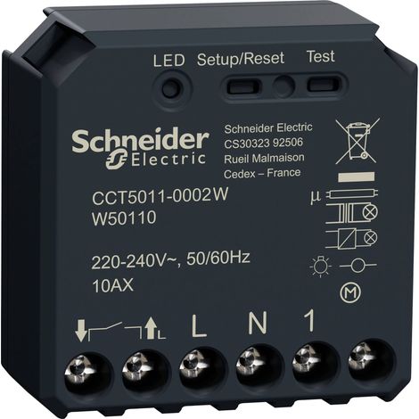 Schneider Electric – Micromodule encastré 10AX pour éclairage intelligent – Compatible Zigbee 2,4 GHz – Charge moteur jusqu'à 500 VA – Installation dans boîte d'encastrement (1/6)