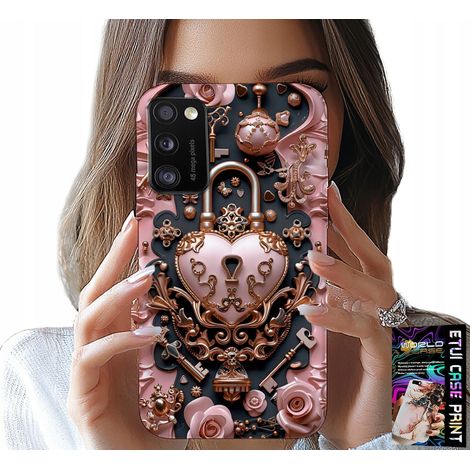 Hülle für Samsung Galaxy A41 – feminine, modische Muster, Herz-Rosen-Vorhängeschloss (1/5)