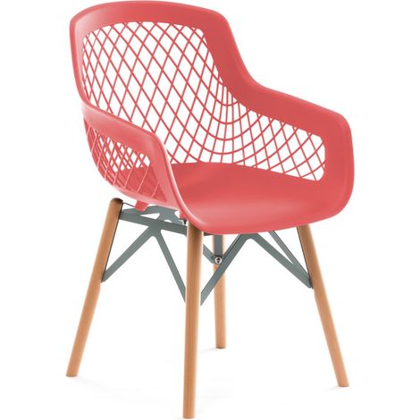 Set di 4 Sedie Minimalist Pure Style in Rosso e Legno (1/3)