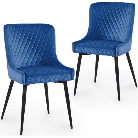 Lot de 2 chaises design en velours bleu JENNY (1/5)